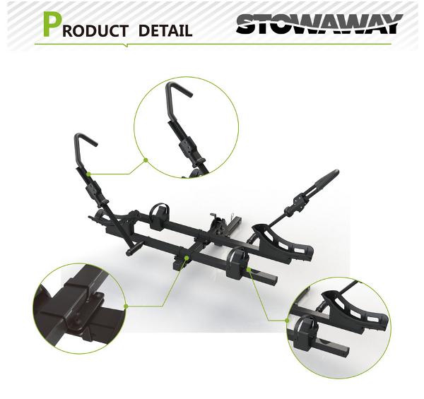 STOWAWAY Car Rack E-Bike Carrier - Hitch Mount, 2 Bikes, Push/Tilt Design, Max 65kg, fits up to 4 inch tyres - Mackay Cycles - [product_SKU] - STOWAWAY
